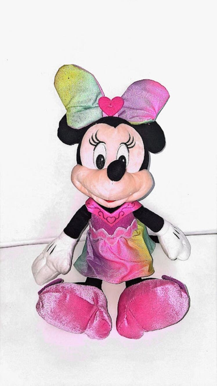 Disney Junior Minnie Mouse 13" Plush Soft Rainbow Bow Pink Dress Just Play